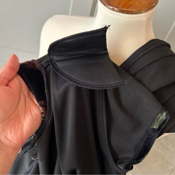 VTG Velvet Asian Inspired Women's 6 Blk Floral Maxi Dress Caren Desiree Co. Y2K - Picture 9 of 11